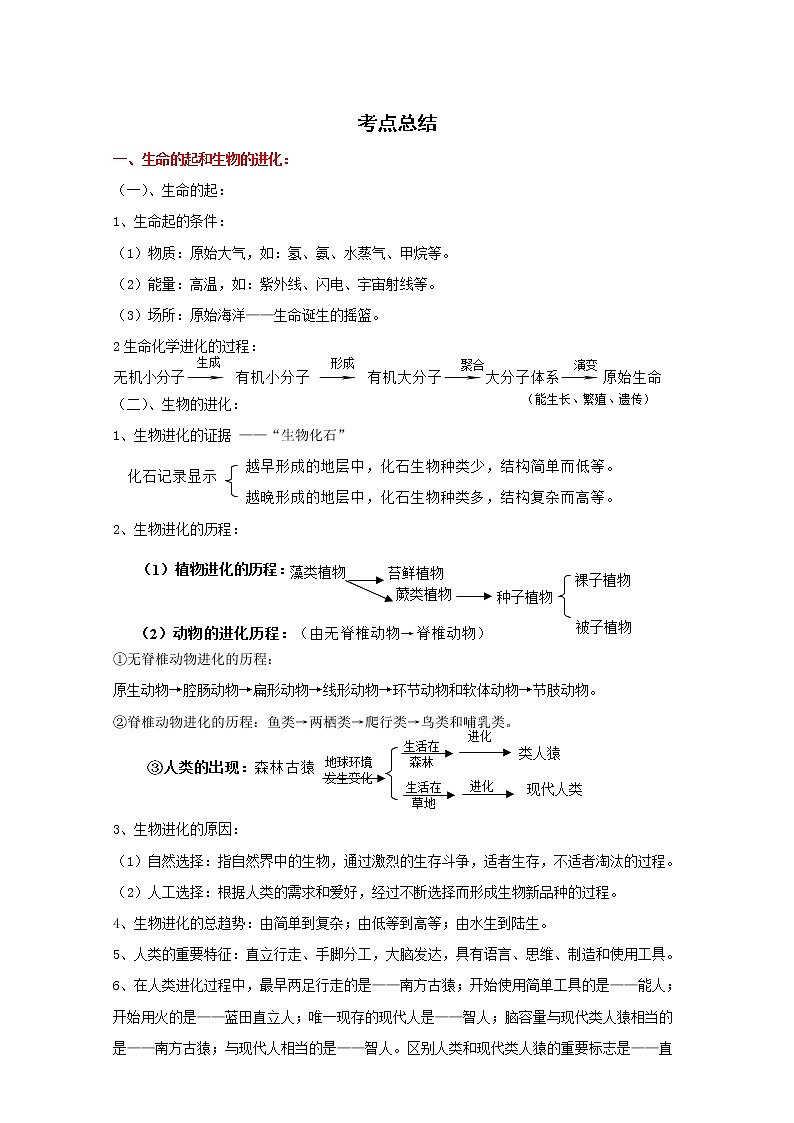 备战2023生物新中考二轮复习考点精讲精练（山东专用）专题08生物的多样性01