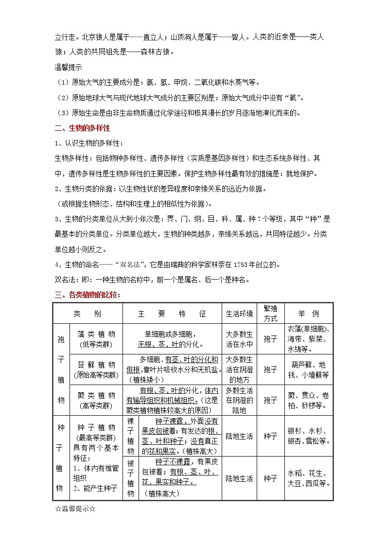 备战2023生物新中考二轮复习考点精讲精练（山东专用）专题08生物的多样性02