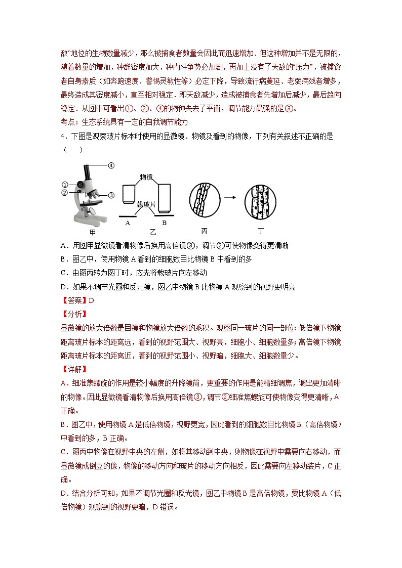 专练02（能力闯关选择60题）-备战 2023 中考生物考前必杀200题（江苏专用）（解析版）第3页