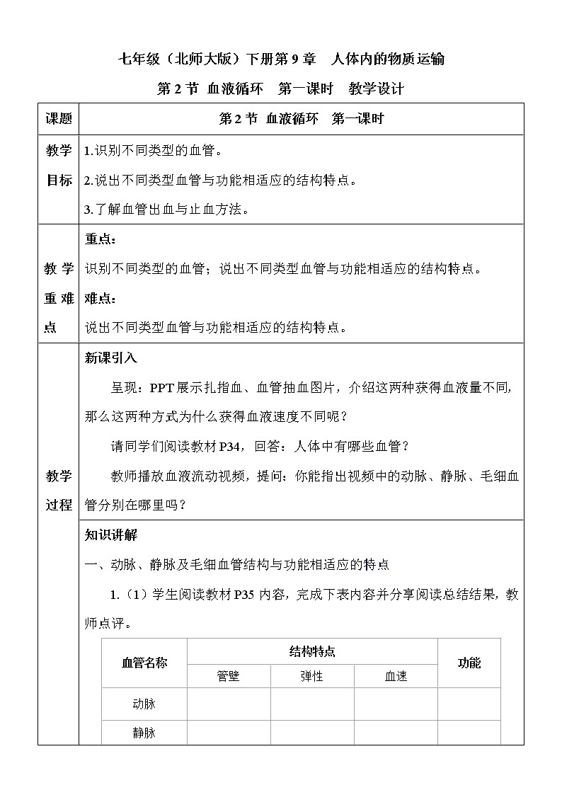 9.2.1《血液循环》课件PPT+教案+同步练习01
