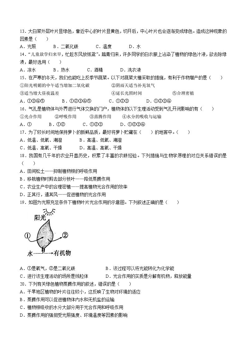 河南省平顶山市2022-2023学年七年级上学期期末生物试题(含答案)第3页