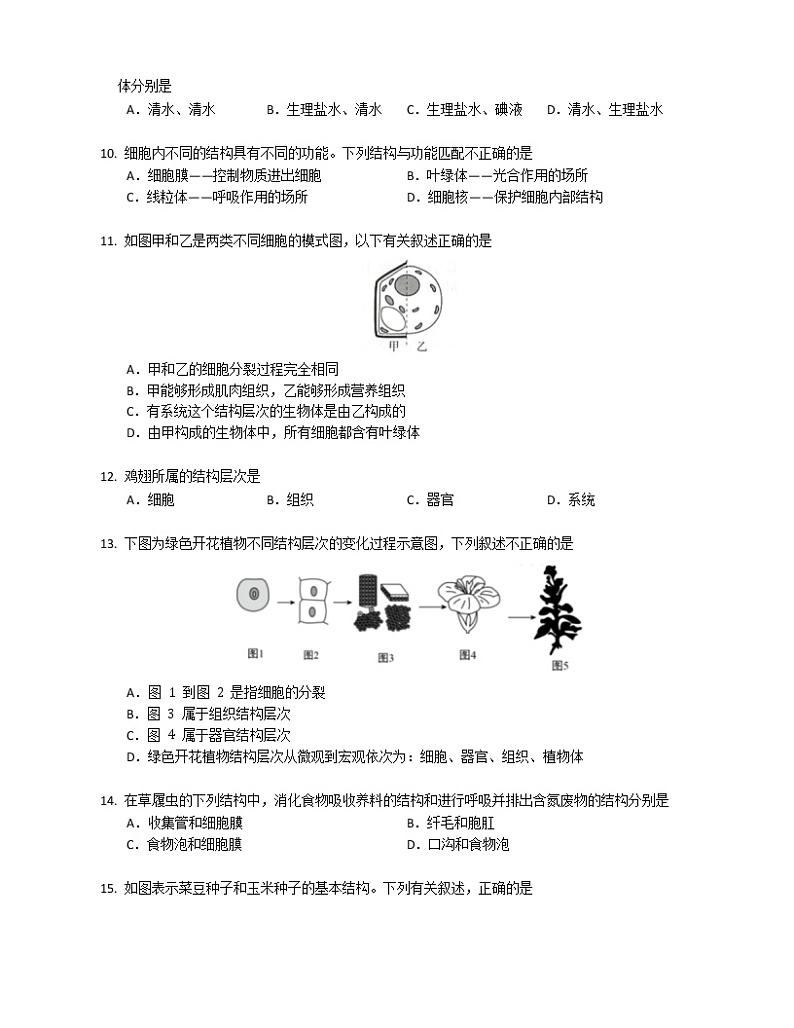 湖南省益阳市大通湖区三新联盟校2022-2023学年七年级上学期期末线上测试生物试题(含答案)03