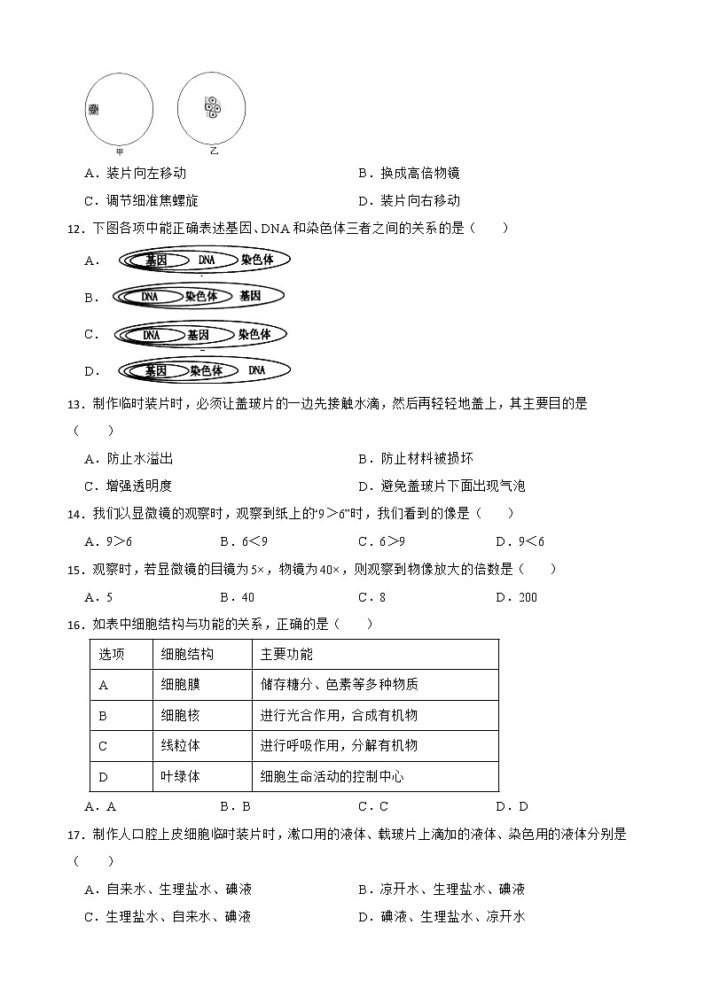 初中生物中考复习 【人教版】2023届中考一轮复习专用训练卷—专题3 细胞是生命活动的基本单位（二）（含解析）第3页