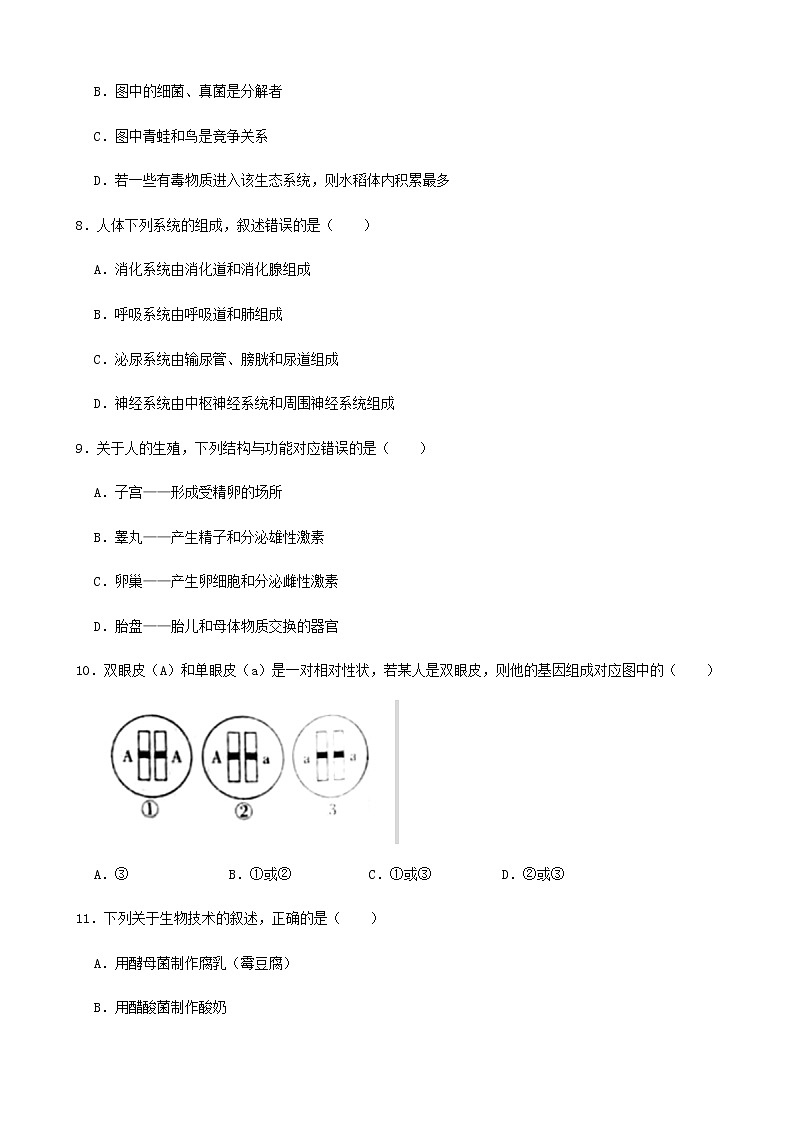 初中生物中考复习 2021年江西省中考生物真题（word版，含解析）第2页