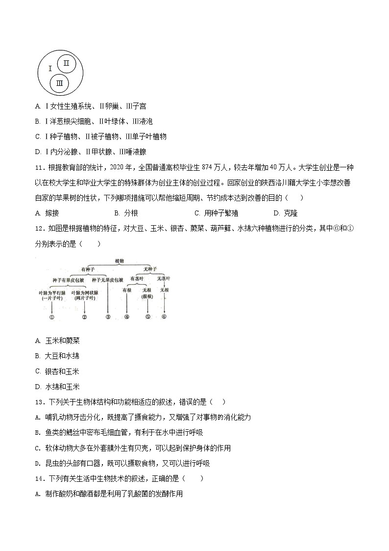 初中生物中考复习 必刷卷04-2021年中考生物考前信息必刷卷（人教版）（原卷版）第3页
