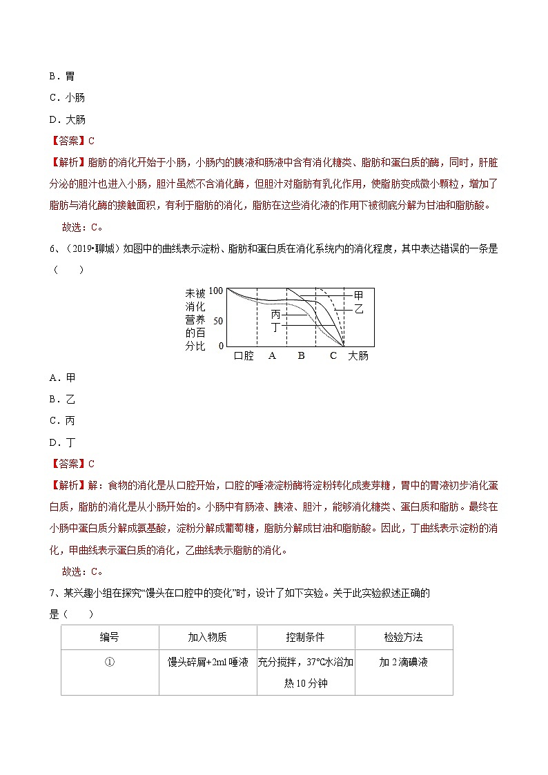 初中生物中考复习 冲刺小卷10 人的食物来源于环境-2020年《三步冲刺中考·生物》之最新模考分类冲刺小卷(人教通用版)(解析版)03