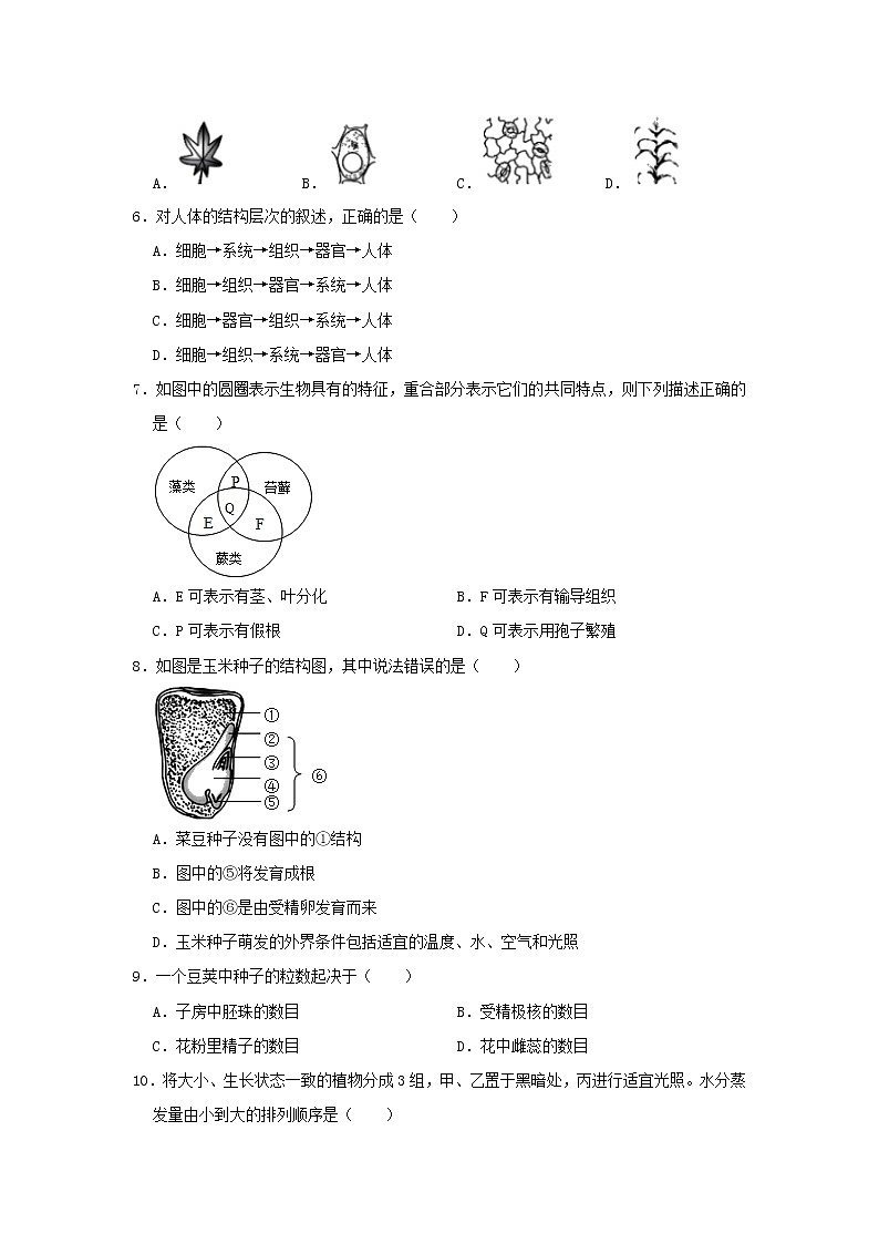 初中生物中考复习 广东省2019年中考生物押题试卷第2页