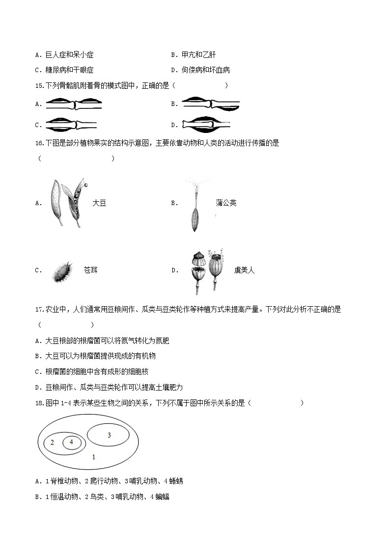初中生物中考复习 黄金卷6-【赢在中考·黄金八卷】备战2022年中考生物全真模拟卷（全国通用）（原卷版）第3页