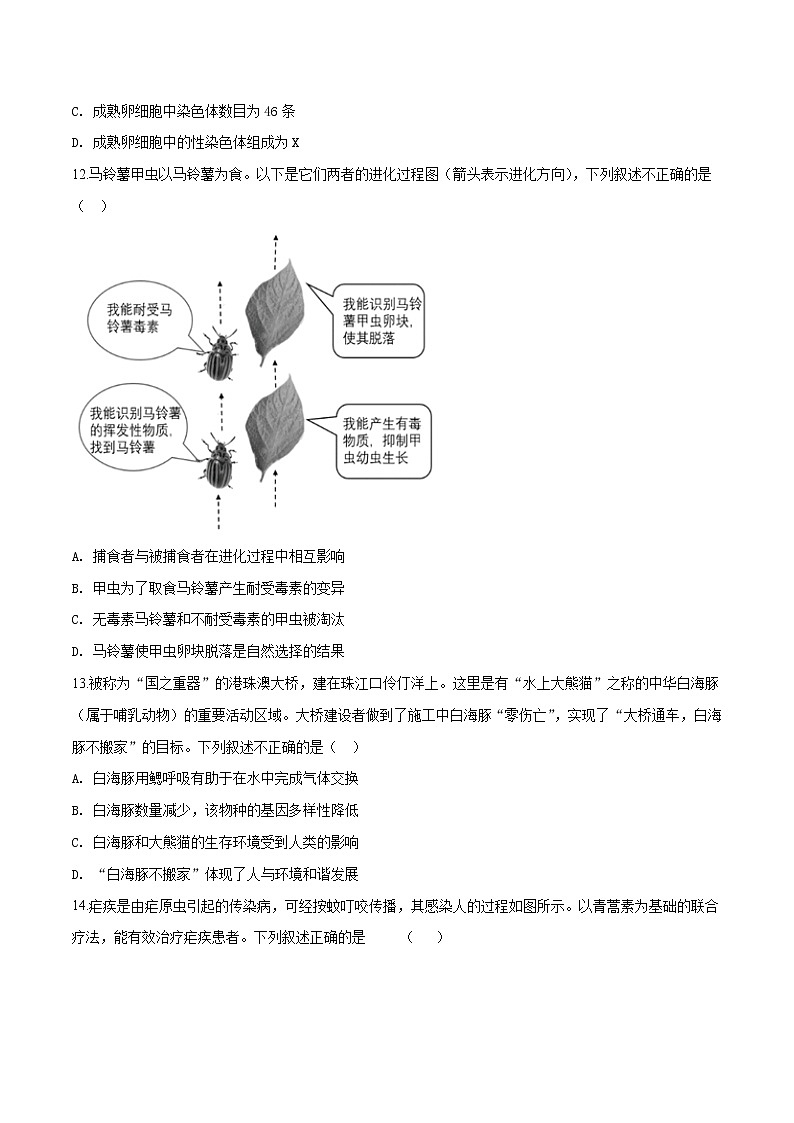 初中生物中考复习 精品解析：【区级联考】北京市海淀区2019届九年级五月模拟生物试题（原卷版）第3页