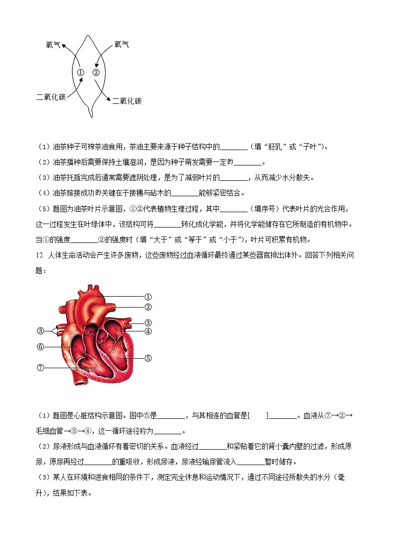 初中生物中考复习 精品解析：2022年湖北省咸宁市中考生物真题（原卷版）第3页