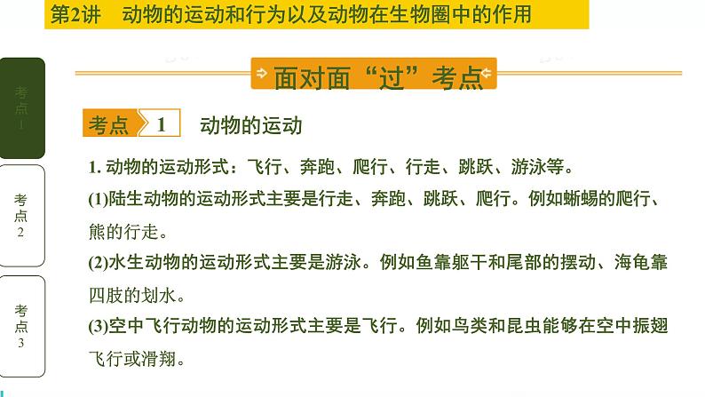 初中生物中考复习 第2讲 动物的运动和行为以及动物在生物圈中的作用课件PPT02