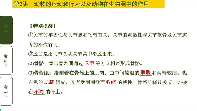 初中生物中考复习 第2讲 动物的运动和行为以及动物在生物圈中的作用课件PPT05