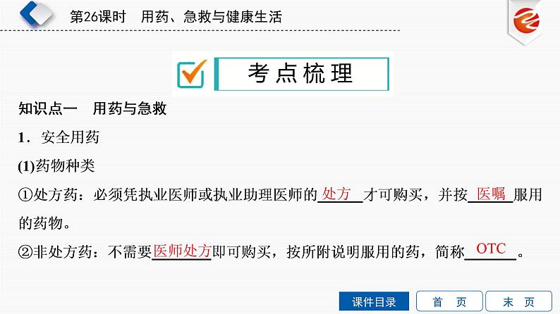 初中生物中考复习 第26单元　用药、急救与健康生活课件PPT03