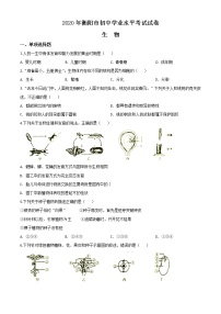 初中生物中考复习 精品解析：湖南省衡阳市2020中考生物试题（原卷版）