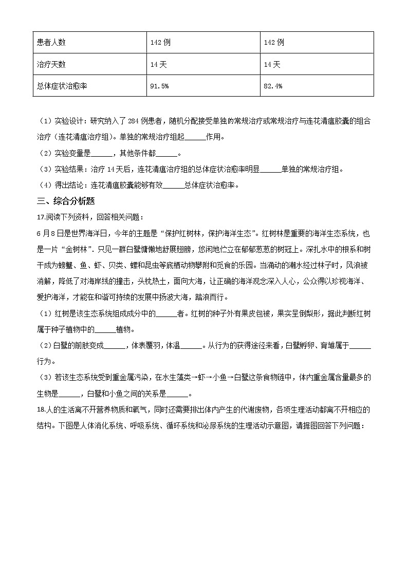 初中生物中考复习 精品解析：辽宁省营口市2020年中考生物试题（原卷版）第3页