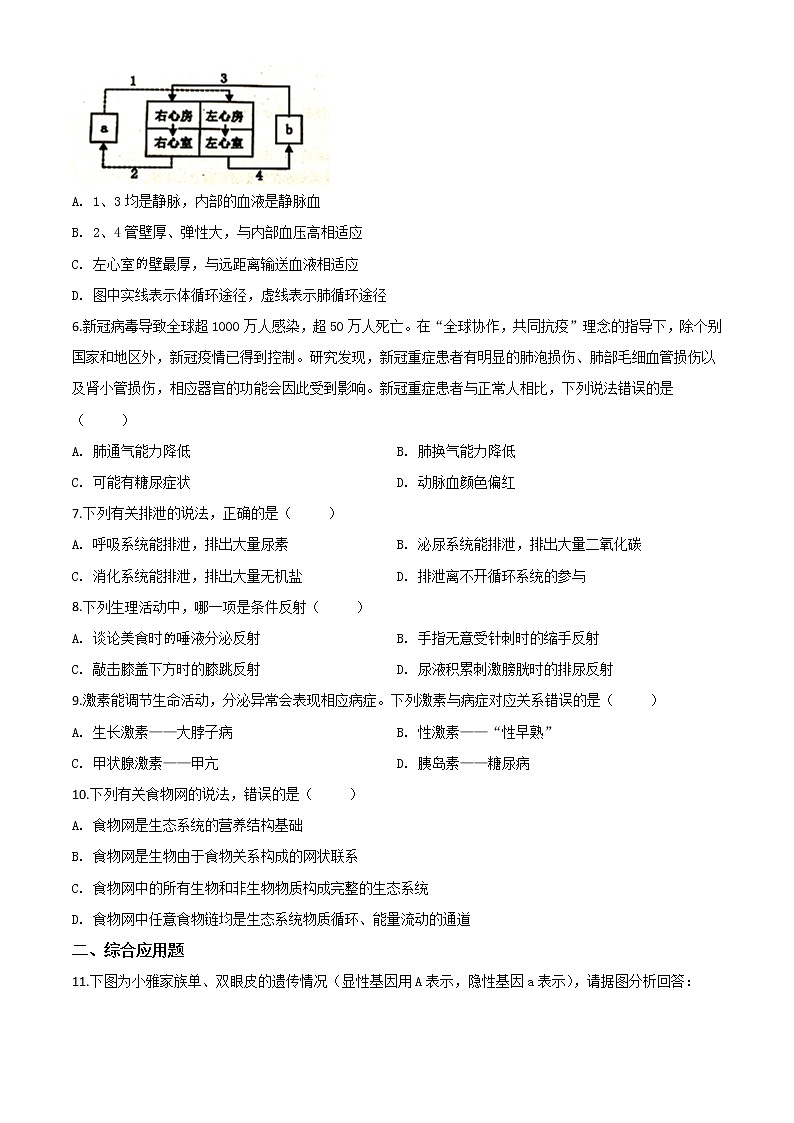 初中生物中考复习 精品解析：四川省遂宁市2020年中考生物试题（原卷版）02