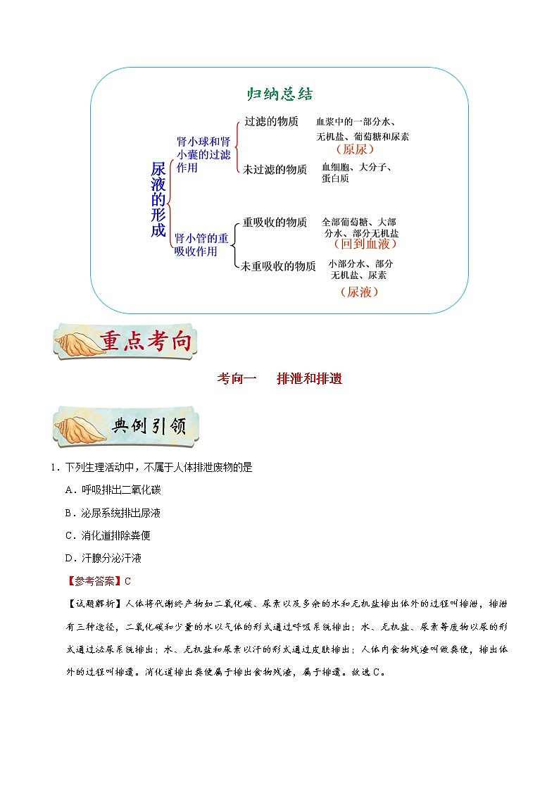 初中生物中考复习 考点26 人体内废物的排出-备战2019年中考生物考点一遍过第3页