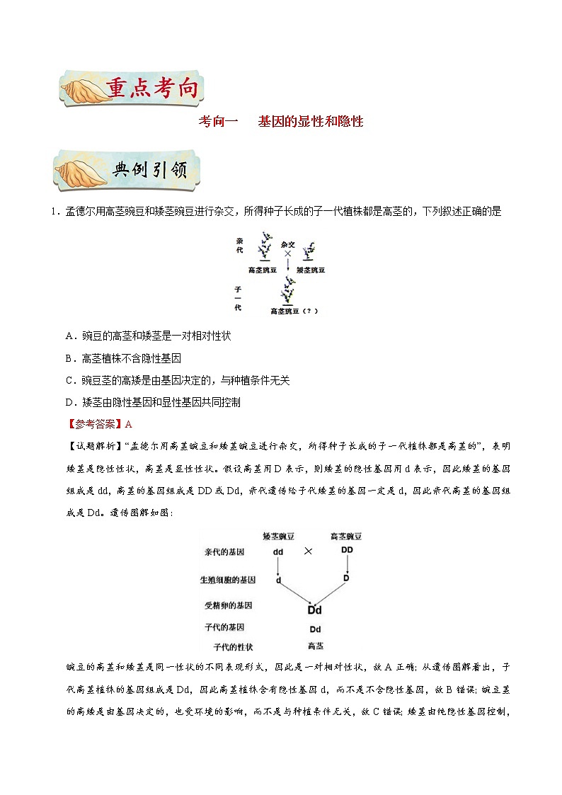 初中生物中考复习 考点43 基因的显性和隐性-备战2019年中考生物考点一遍过 试卷03