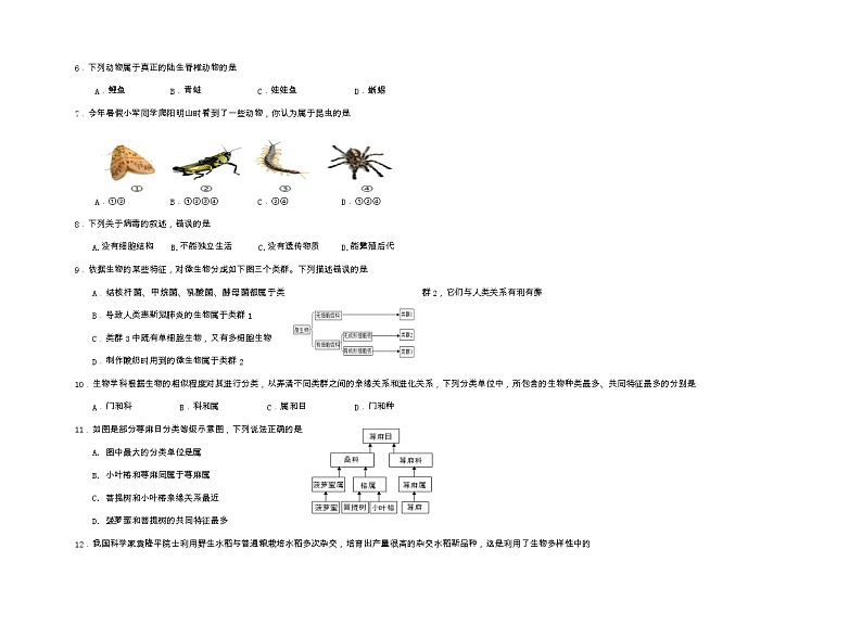 湖南省永州市双牌县2022-2023学年八年级上学期期末质量监测生物试题第2页