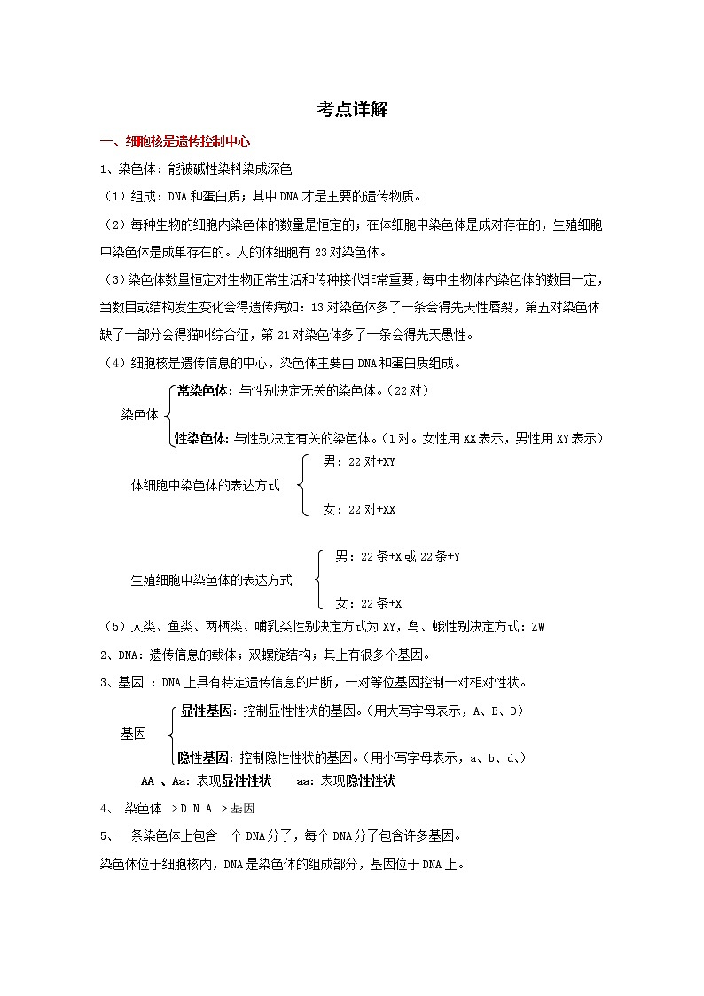 备战2023生物新中考二轮复习重难突破（广东专用）重难点14 生物的遗传和变异（原卷版）第1页