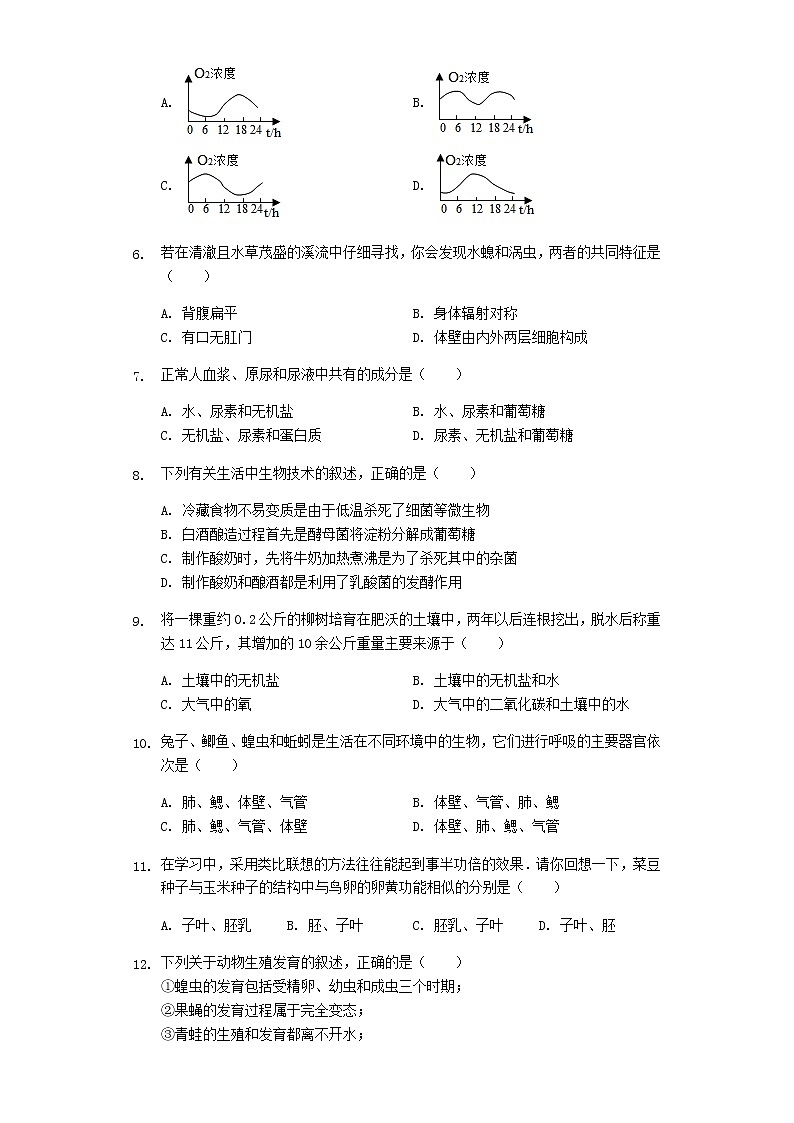 初中生物中考复习 山东省菏泽市东明县2019年中考生物模拟试卷（3）（含解析）第2页