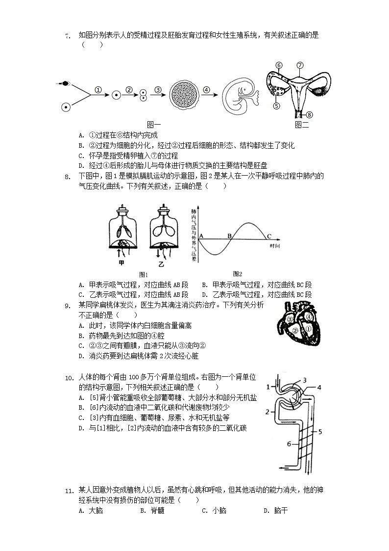 初中生物中考复习 山东省聊城市莘县2019年中考生物二模试卷（含解析）第2页