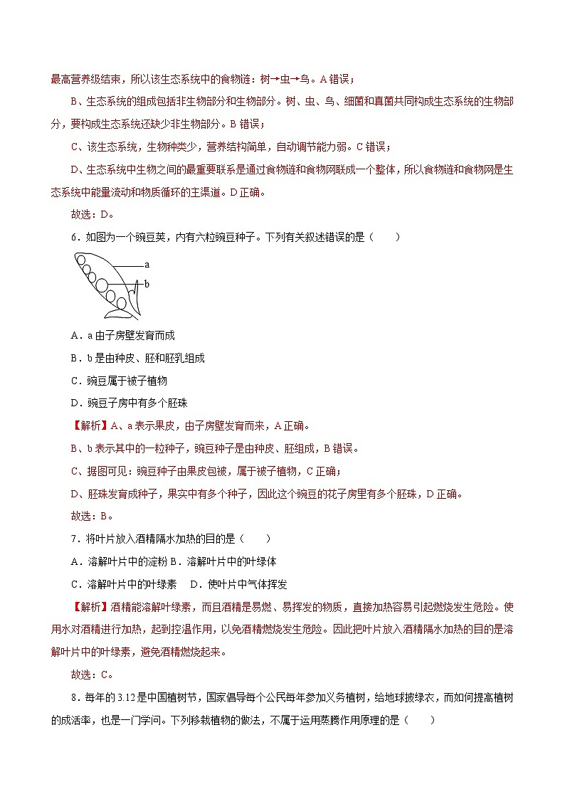 初中生物中考复习 生物-（ 福建卷）【试题猜想】2021年中考考前最后一卷（全解全析）第3页