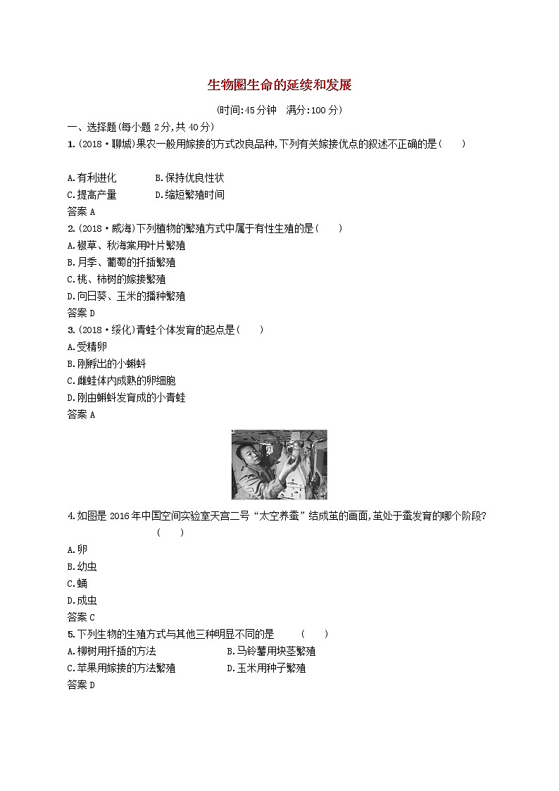 初中生物中考复习 中考生物总复习单元检测(七)01