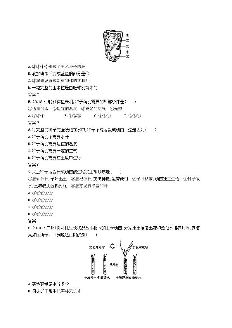 初中生物中考复习 中考生物总复习单元检测(三)02