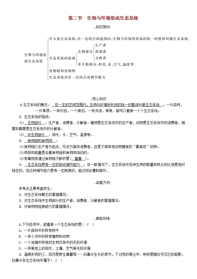 初中生物中考复习 中考生物总复习第2节生物与环境组成生态系统精讲第1页