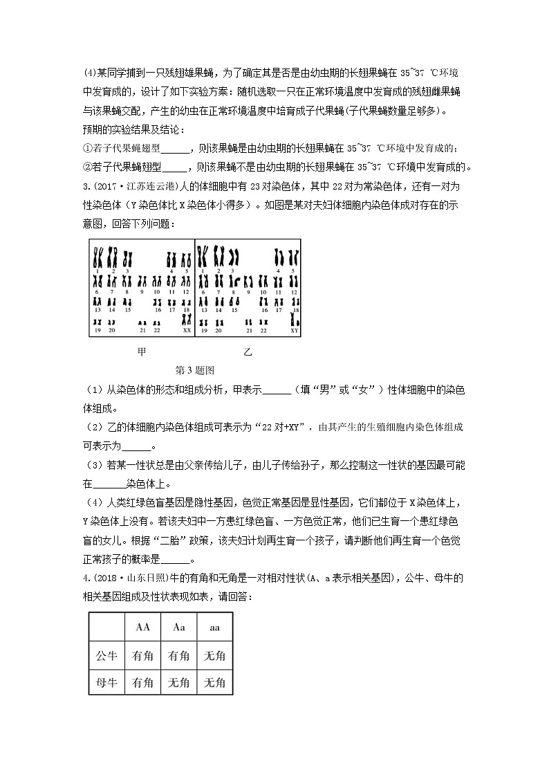 初中生物中考复习 中考生物总复习第二部分重点题型探究题型三材料题第二类生物的遗传和变异习题02