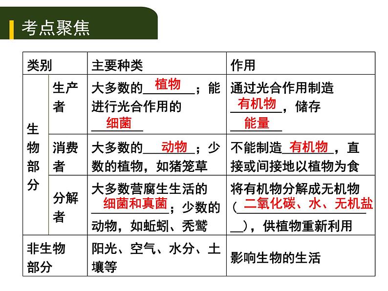 初中生物中考复习 三、（二）生物与环境组成  生态系统生物圈是人类与其他生物的共同家园课件PPT第2页