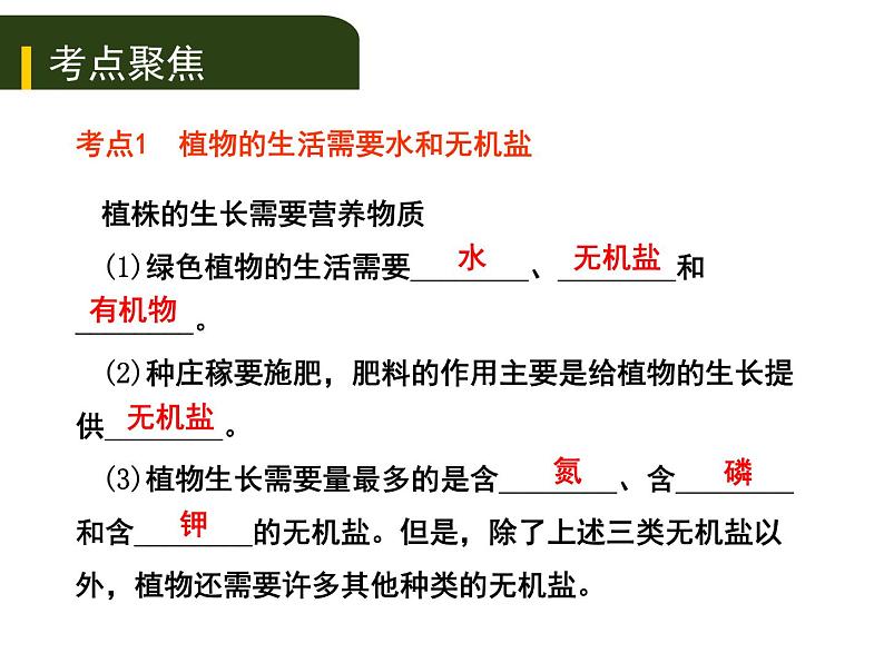 初中生物中考复习 四、（二）绿色植物的生活需要水和无机盐课件PPT第2页