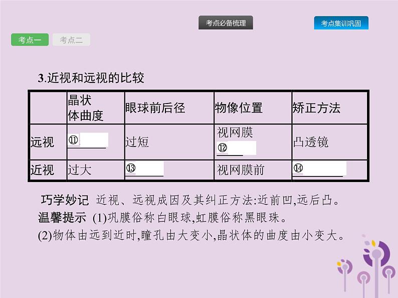 初中生物中考复习 课标通用中考生物总复习第四单元生物圈中的人第十四讲人体对外界环境的感知课件04