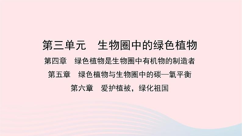 初中生物中考复习 中考生物总复习第一部分基醇点巩固第三单元生物圈中的绿色植物第4_6章课件01