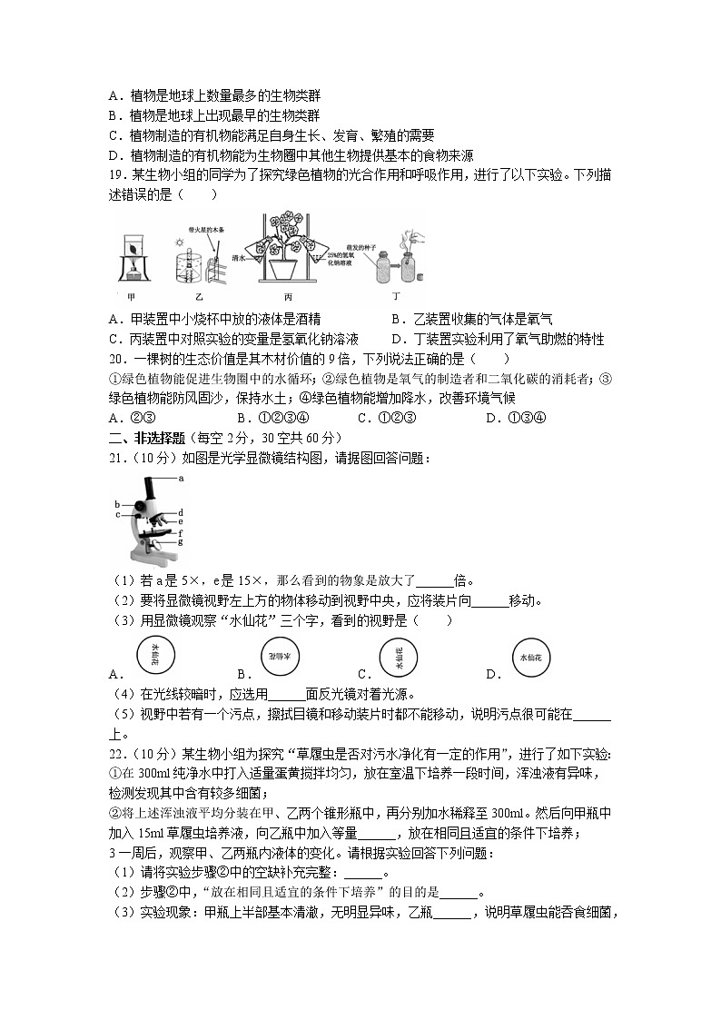 河南省洛阳市宜阳县2022-2023学年七年级上学期期末生物试题03