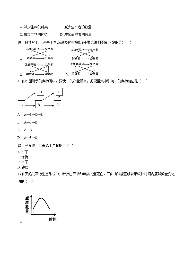 初中生物中考复习 专题01 生物和生物圈-冲刺2020年中考生物易错点集中专项训练（原卷版）第3页