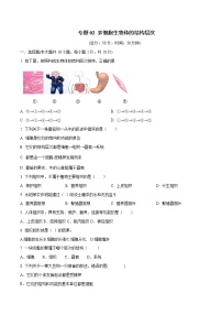 初中生物中考复习 专题02 多细胞生物体的结构层次（原卷版）