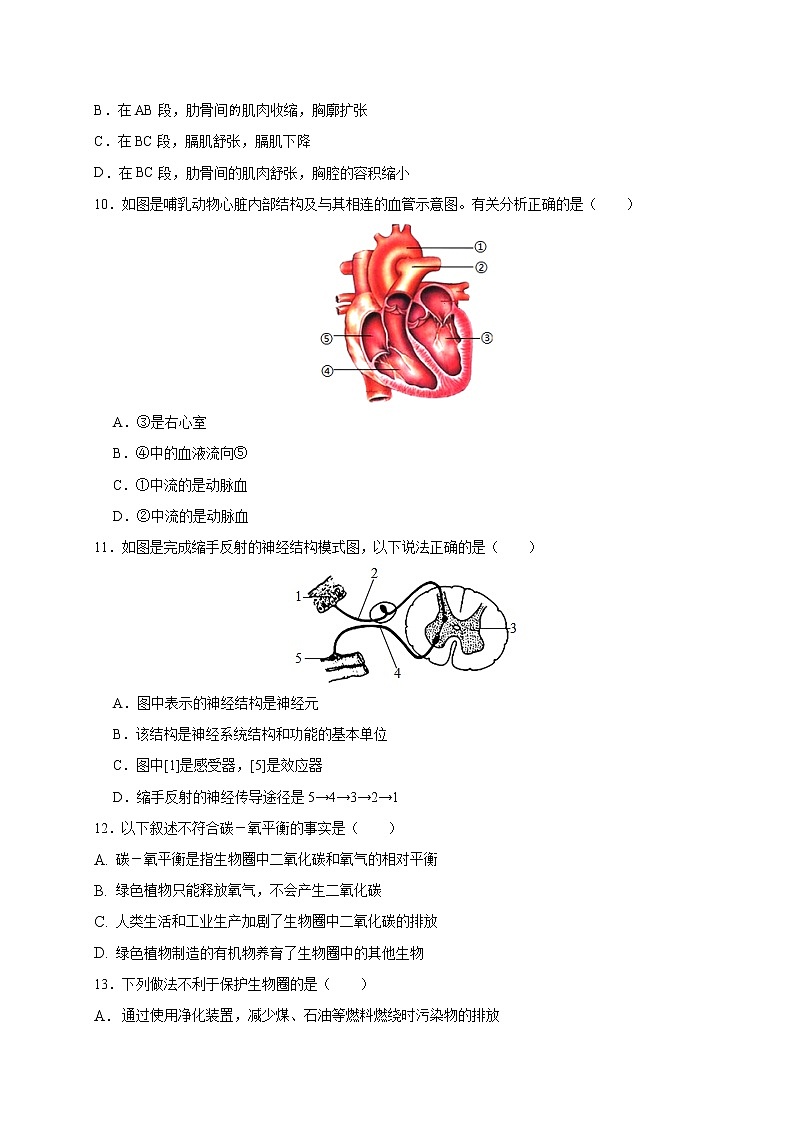 初中生物中考复习 专题04 生物圈中的人-2020年中考冲刺专题卷（原卷版）第3页