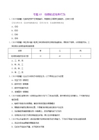 初中生物中考复习 专题05 动物的运动和行为（第01期）-2019年中考真题生物试题分项汇编（原卷版）