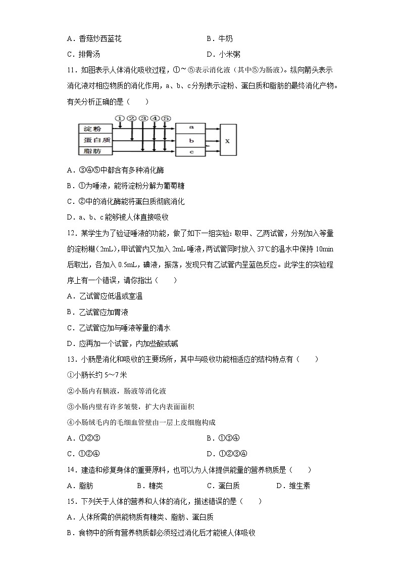 初中生物中考复习 专题05 人体的营养（原卷版）第2页