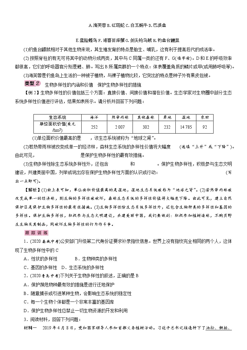 初中生物中考复习 专题5　生物的多样性 讲义 2021年中考生物突破复习第2页