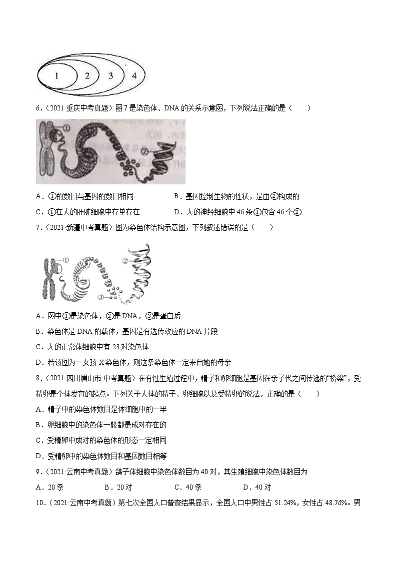 初中生物中考复习 专题12 生物的遗传和变异-2021年中考生物真题分项汇编（全国通用）（第1期）（原卷版）第2页