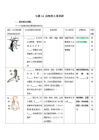 初中生物中考复习 专题14 动物的主要类群（原卷版）