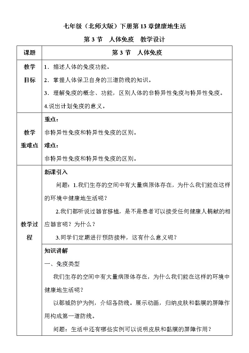 13.3《人体免疫》课件PPT+教案+同步练习01