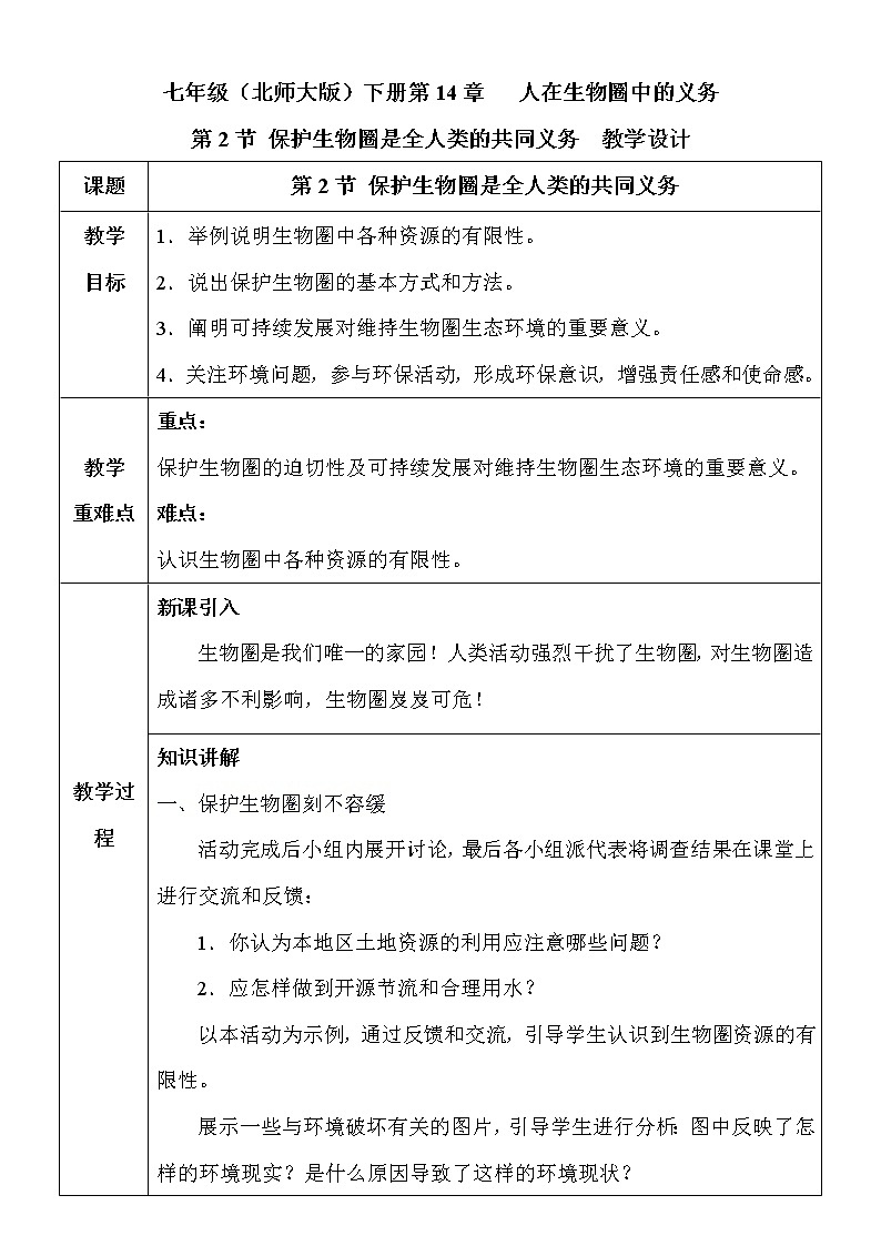 14.2《保护生物圈是全人类的共同义务》课件PPT+教案+同步练习01