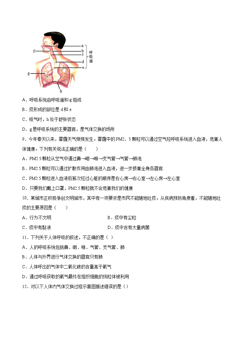 08 人体内物质的运输（原卷版+解析版）——【中考二轮复习】2023年生物通用版专题训练03