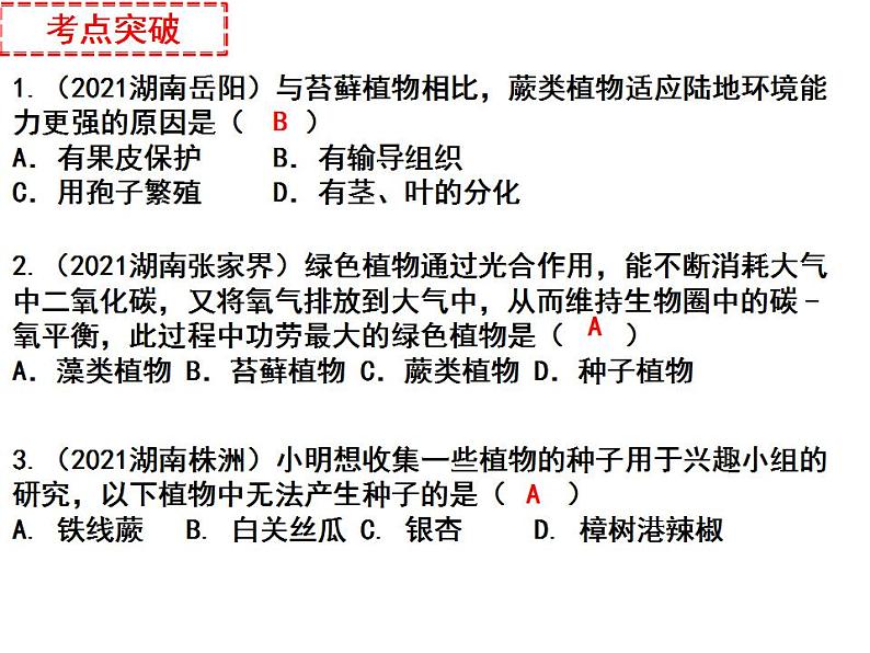 专题03 生物圈中的绿色植物和被子植物的一生——【中考二轮专题复习】2023年中考生物专题过关（课件）第4页