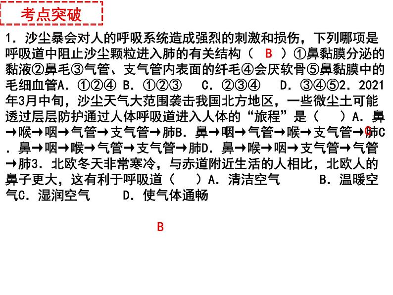 专题06 人的呼吸和血液循环——【中考二轮专题复习】2023年中考生物专题过关（课件）第4页