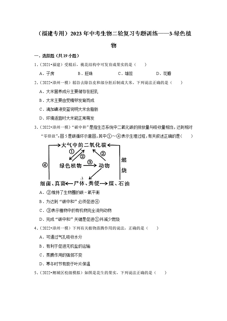 【福建专用】2023年中考生物二轮复习专题训练——3-绿色植物（含解析）第1页